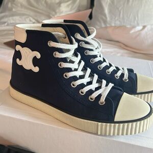 Celine navy blank Canvas Graphic Print Sneakers